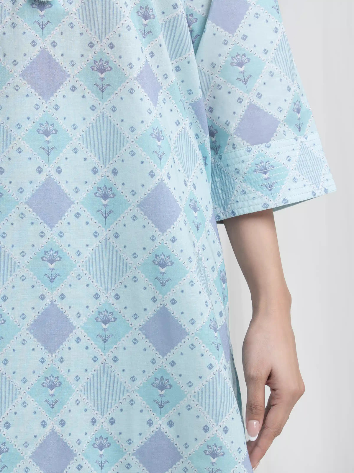 Edenrobe Allure Blue Lawn 3-Piece Suit | EWU6A1-36722-3P