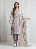 Edenrobe Allure Coffee Lawn 3-Piece Suit | EWU6A1-36719-3P