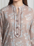 Edenrobe Allure Coffee Lawn 3-Piece Suit | EWU6A1-36719-3P