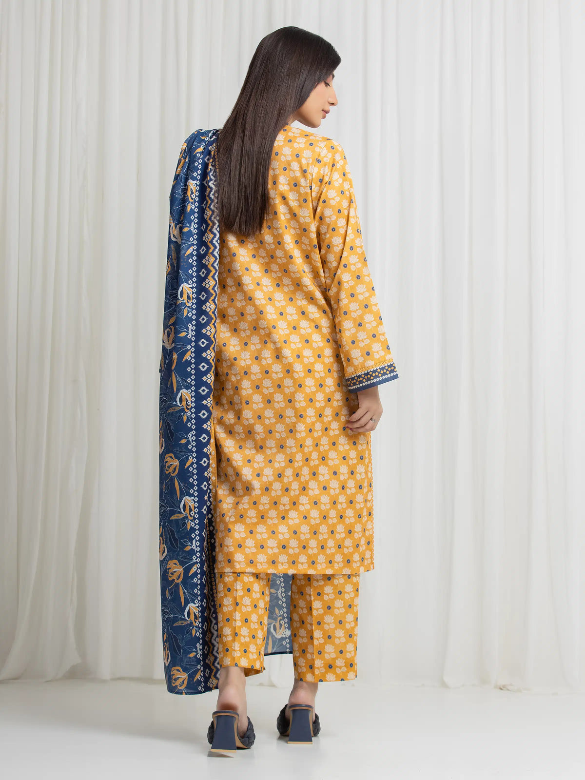 Edenrobe Allure Mustard Lawn 3-Piece Suit | EWU6A1-36767-3P