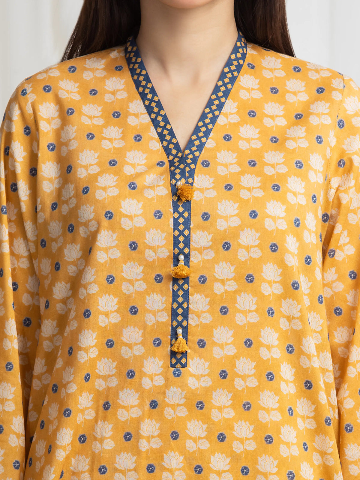 Edenrobe Allure Mustard Lawn 3-Piece Suit | EWU6A1-36767-3P