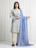 Edenrobe Allure Beige Lawn 3-Piece Suit | EWU6A1-36712-3P