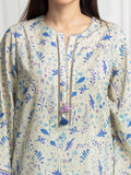 Edenrobe Allure Beige Lawn 3-Piece Suit | EWU6A1-36712-3P