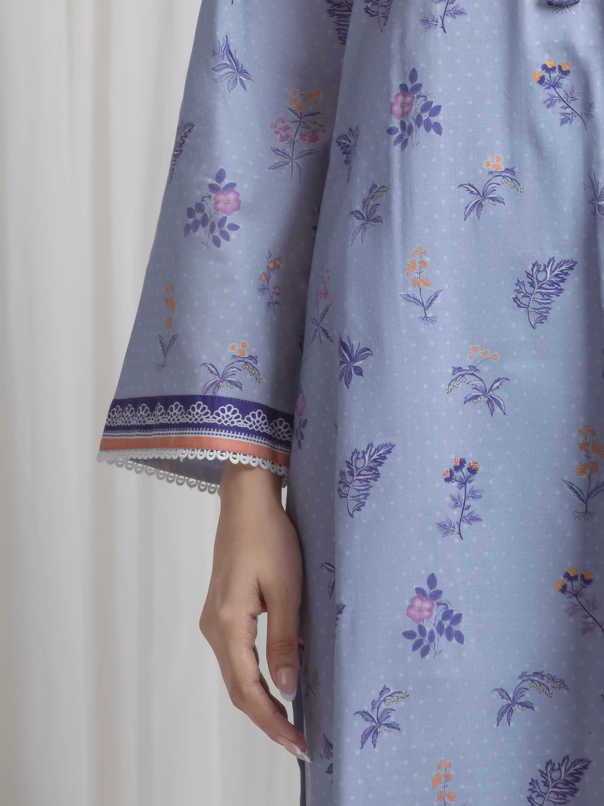 Edenrobe Allure Blue Lawn 3-Piece Suit | EWU6A1-36725-3P