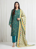 Edenrobe Allure Green Lawn 3-Piece Suit | EWU6A1-36713-3P