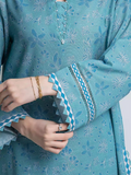 Edenrobe Allure Turquoise Khaddar 3-Piece Suit | EWU6A3-37039-3P