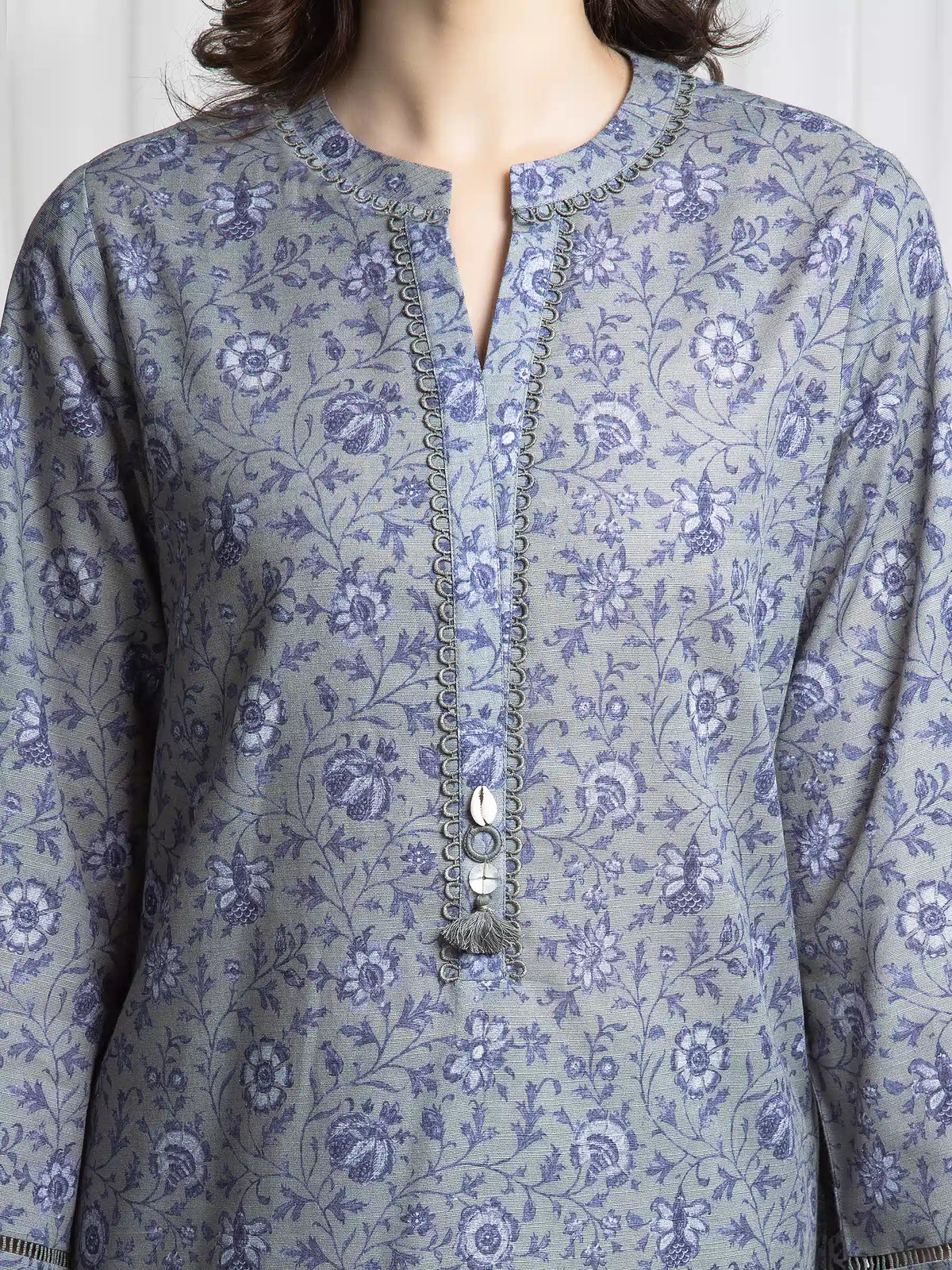 Edenrobe Allure Sage Khaddar 3-Piece Suit | EWU6A3-37054-3P