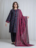 Edenrobe Allure Black Khaddar 3-Piece Suit | EWU6A3-37059-3P