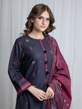 Edenrobe Allure Black Khaddar 3-Piece Suit | EWU6A3-37059-3P