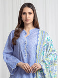 Edenrobe Allure Blue Lawn 3-Piece Suit | EWU6A1-36773-3P