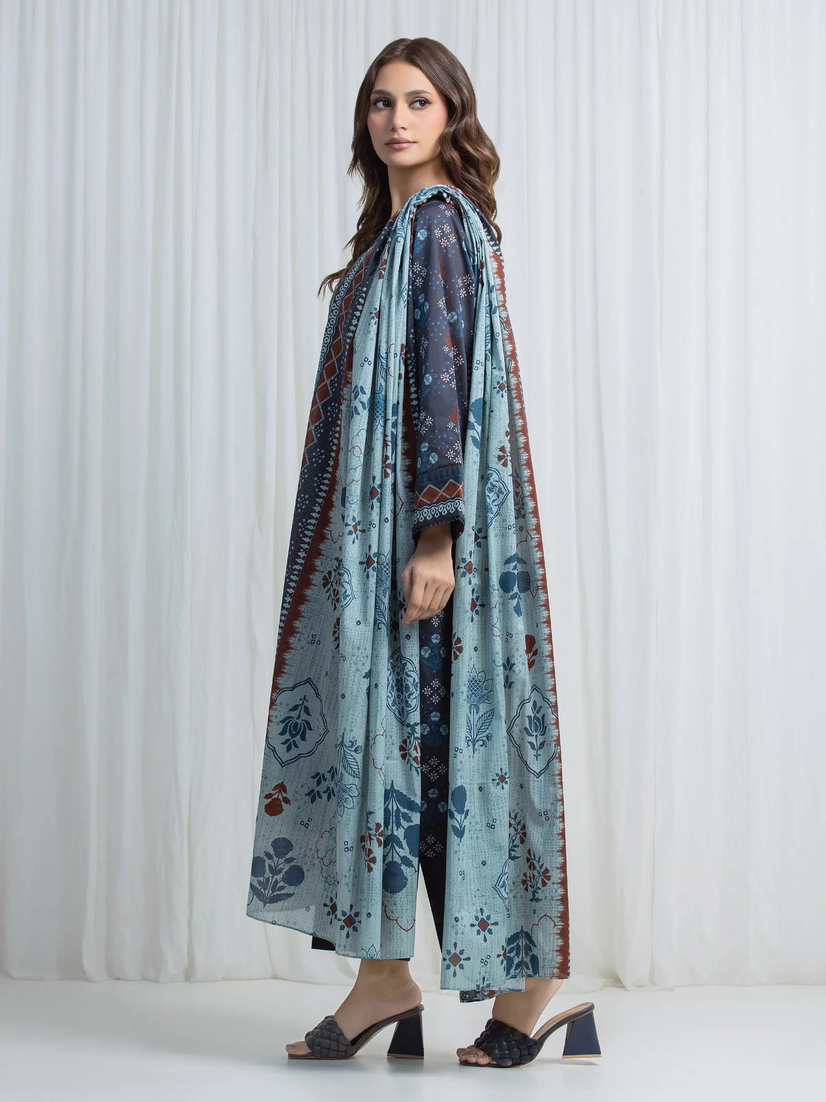 Edenrobe Allure Navy Lawn 3-Piece Suit | EWU6A1-36744-3P