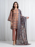 Edenrobe Allure Brown Lawn 3-Piece Suit | EWU6A1-36852-3P