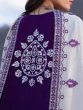 Edenrobe Kohsaar Purple Khaddar 3-Piece Suit | EWU6V11-34003-3P