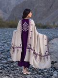 Edenrobe Kohsaar Purple Khaddar 3-Piece Suit | EWU6V11-34003-3P