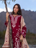 Edenrobe Kohsaar Maroon Khaddar 3-Piece Suit | EWU6V11-34004-3P