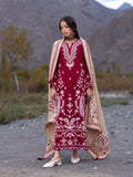 Edenrobe Kohsaar Maroon Khaddar 3-Piece Suit | EWU6V11-34004-3P