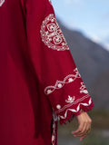 Edenrobe Kohsaar Maroon Khaddar 3-Piece Suit | EWU6V11-34004-3P