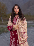 Edenrobe Kohsaar Maroon Khaddar 3-Piece Suit | EWU6V11-34004-3P