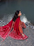 Edenrobe Kohsaar Rust Khaddar 3-Piece Suit | EWU6V11-34009-3P