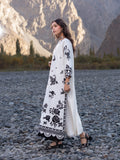 Edenrobe Kohsaar White Khaddar 3-Piece Suit | EWU6V11-34010-3P