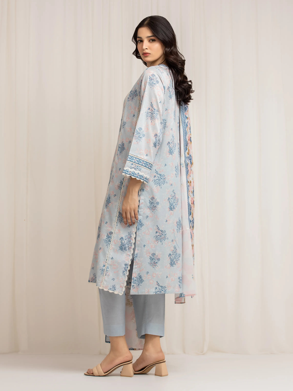 Edenrobe Allure ICE- Blue Lawn 3-Piece Suit | EWU6A1-36572-3P