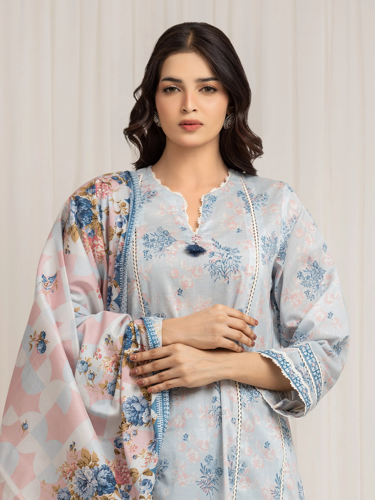 Edenrobe Allure ICE- Blue Lawn 3-Piece Suit | EWU6A1-36572-3P