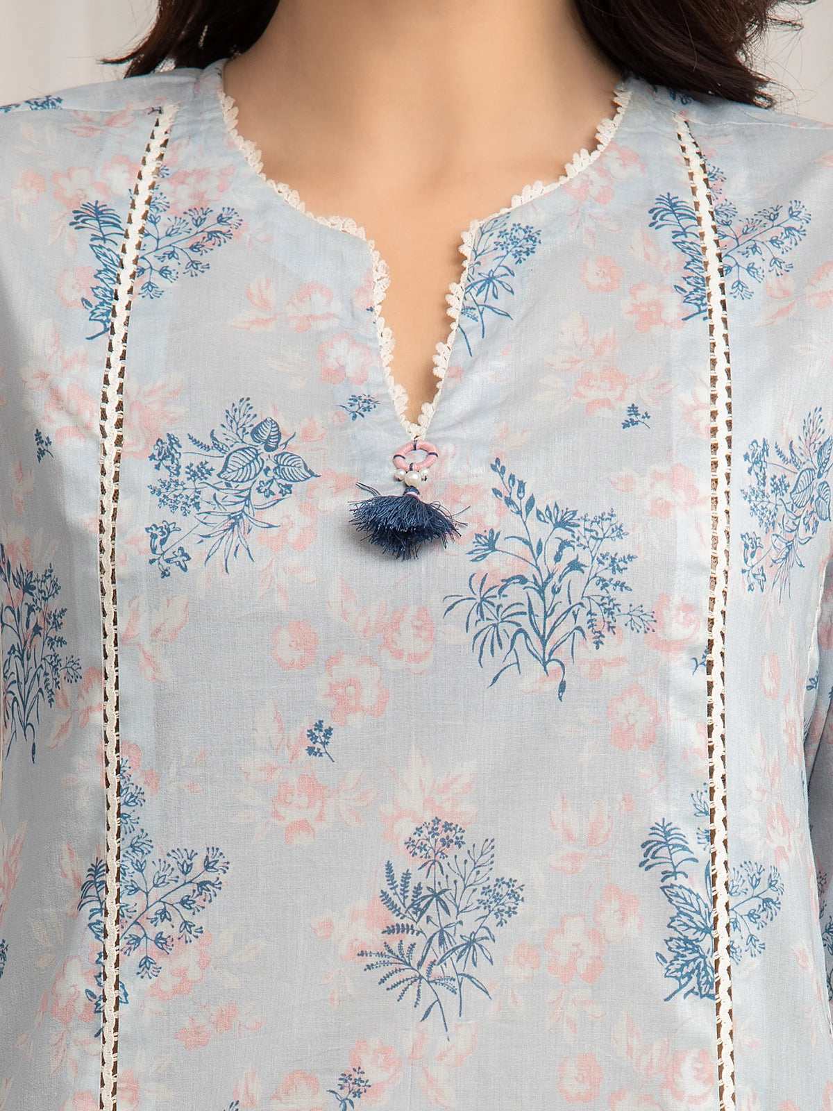 Edenrobe Allure ICE- Blue Lawn 3-Piece Suit | EWU6A1-36572-3P