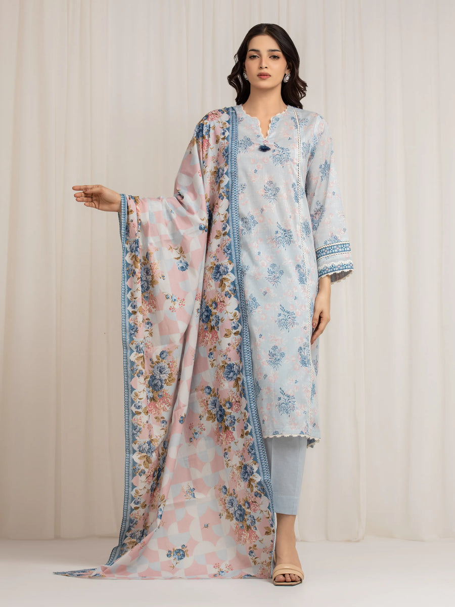 Edenrobe Allure ICE- Blue Lawn 3-Piece Suit | EWU6A1-36572-3P