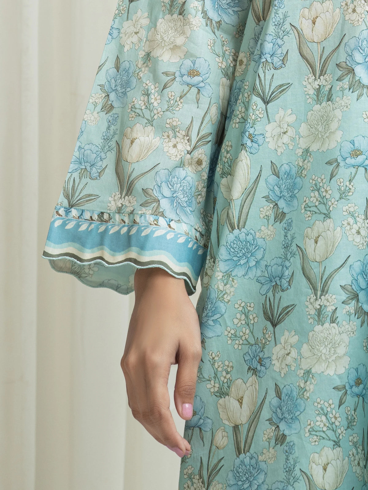 Edenrobe Allure Aqua Lawn 3-Piece Suit | EWU6A1-36634-3P