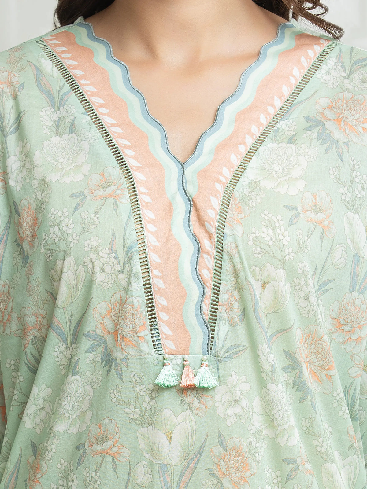 Edenrobe Allure Green Lawn 3-Piece Suit | EWU6A1-36635-3P