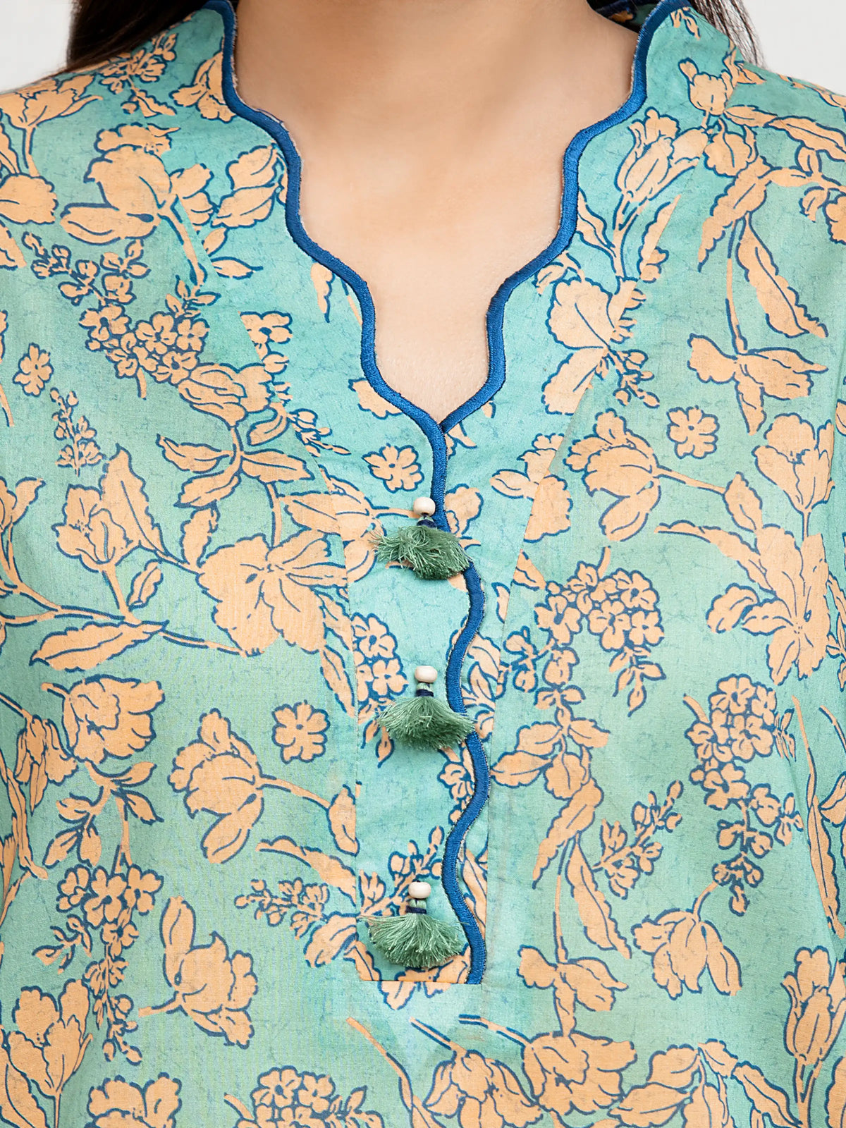 Edenrobe Allure Green Lawn 3-Piece Suit | EWU6A1-36654-3P