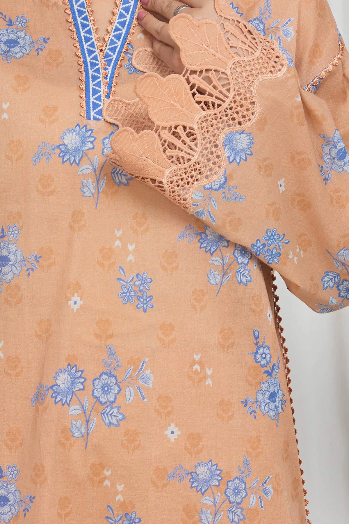 Edenrobe Allure Brown Lawn 3-Piece Suit | EWU6A1-36675-3P