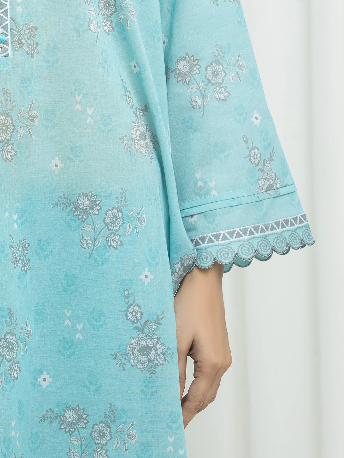 Edenrobe Allure Aqua Lawn 3-Piece Suit | EWU6A1-36676-3P