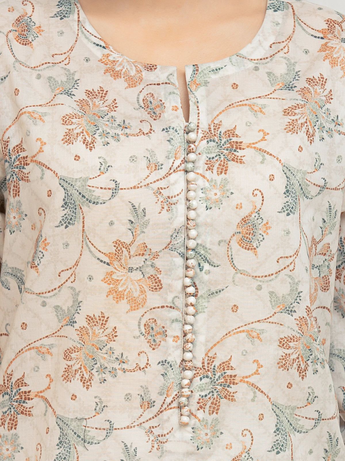 Edenrobe Allure Beige Lawn 3-Piece Suit | EWU6A1-36677-3P