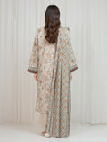 Edenrobe Allure Beige Lawn 3-Piece Suit | EWU6A1-36677-3P