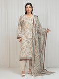 Edenrobe Allure Beige Lawn 3-Piece Suit | EWU6A1-36677-3P