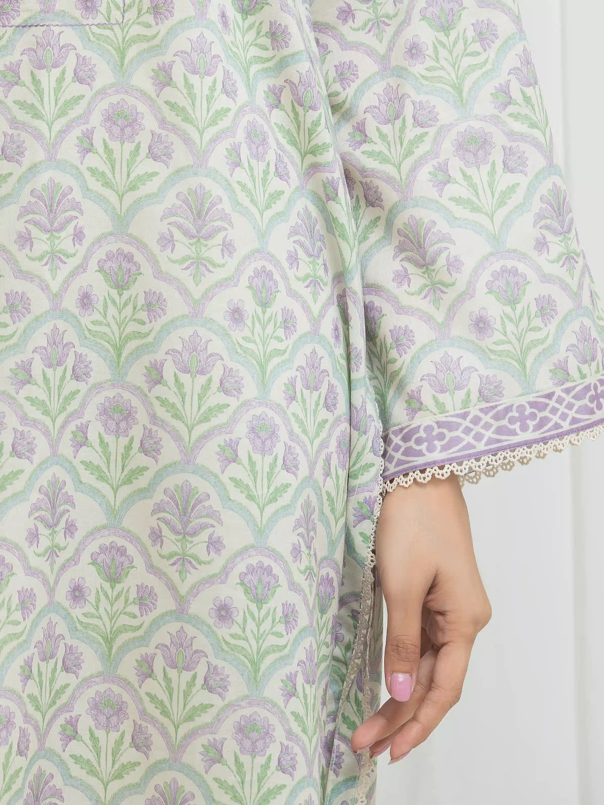 Edenrobe Allure Beige Lawn 3-Piece Suit | EWU6A1-36703-3P
