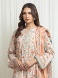 Edenrobe Allure Peach Lawn 3-Piece Suit | EWU6A1-36706-3P
