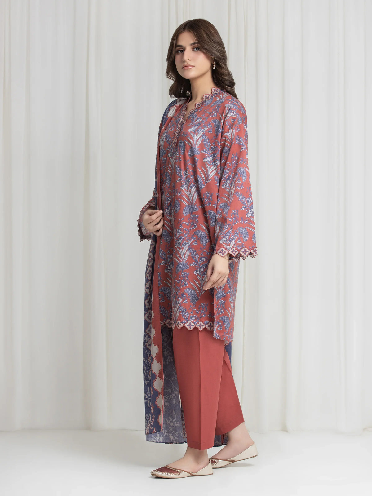 Edenrobe Allure Coral Lawn 3-Piece Suit | EWU6A1-36730-3P