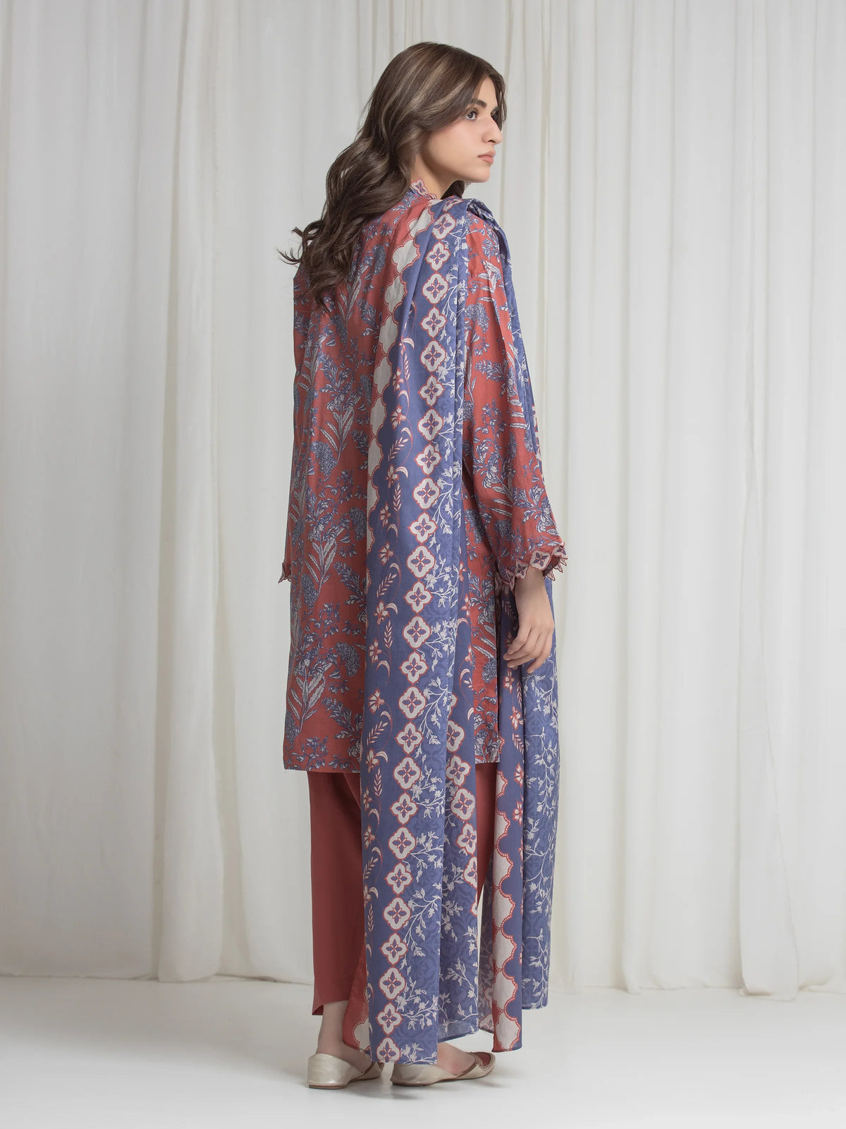 Edenrobe Allure Coral Lawn 3-Piece Suit | EWU6A1-36730-3P