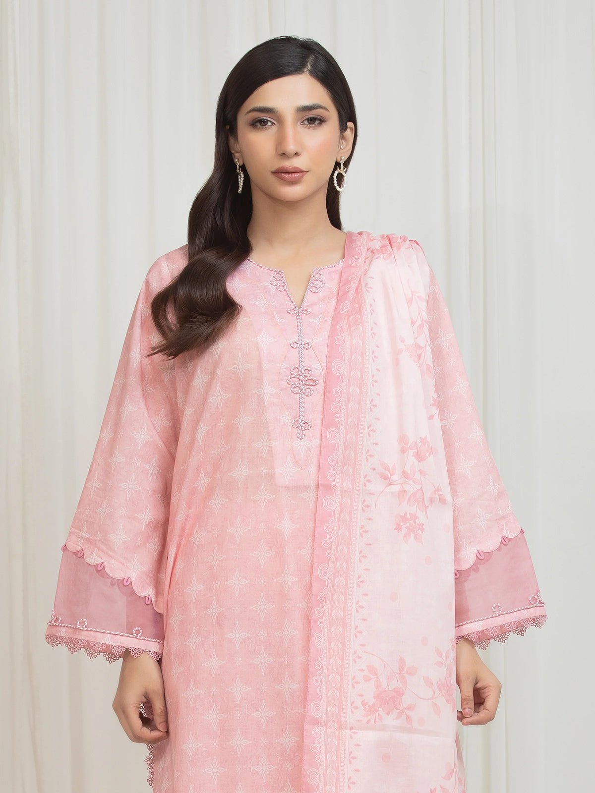 Edenrobe Allure Pink Lawn 3-Piece Suit | EWU6A1-36759-3P