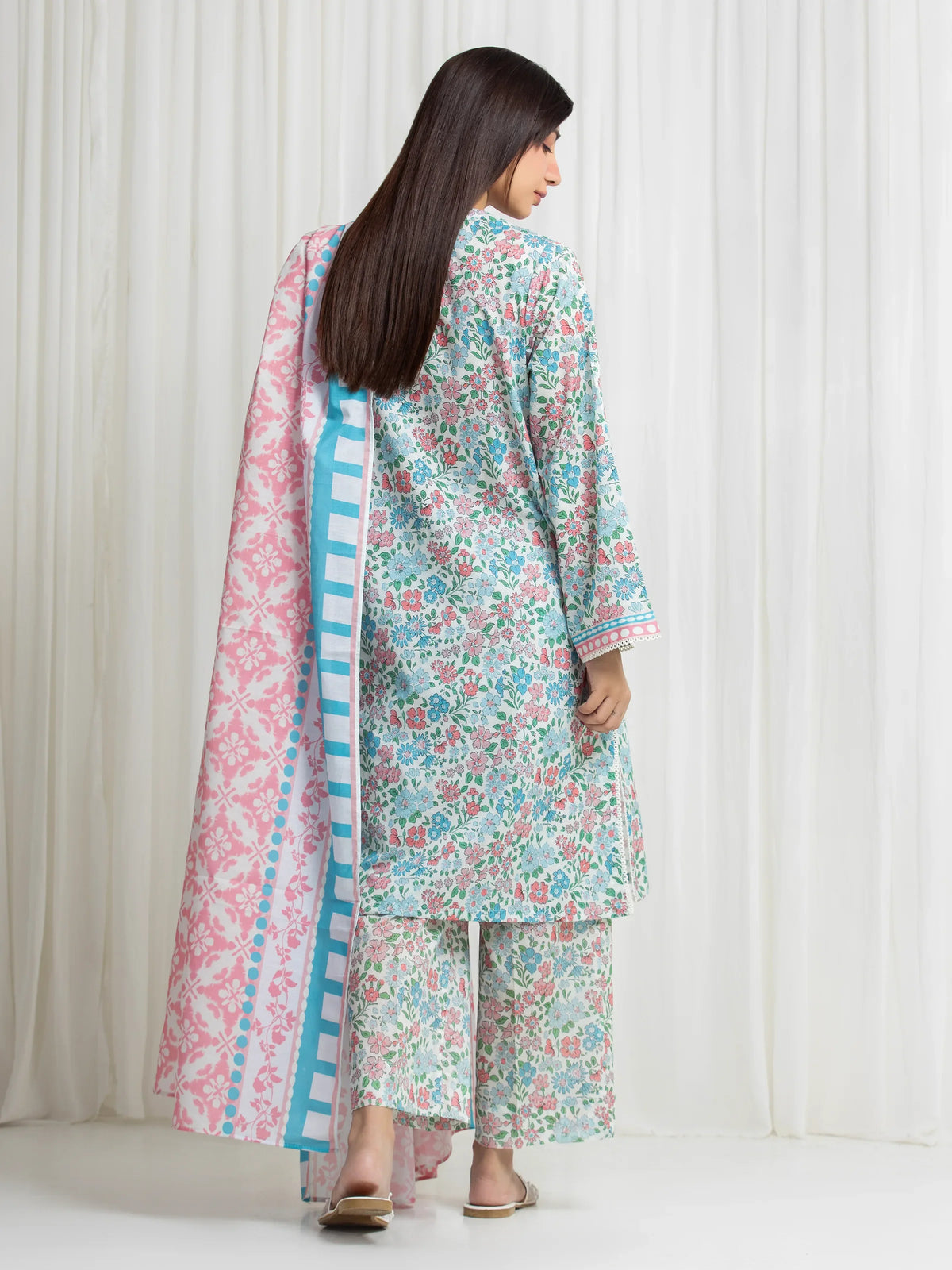 Edenrobe Allure Multi Lawn 3-Piece Suit | EWU6A1-36771-3P