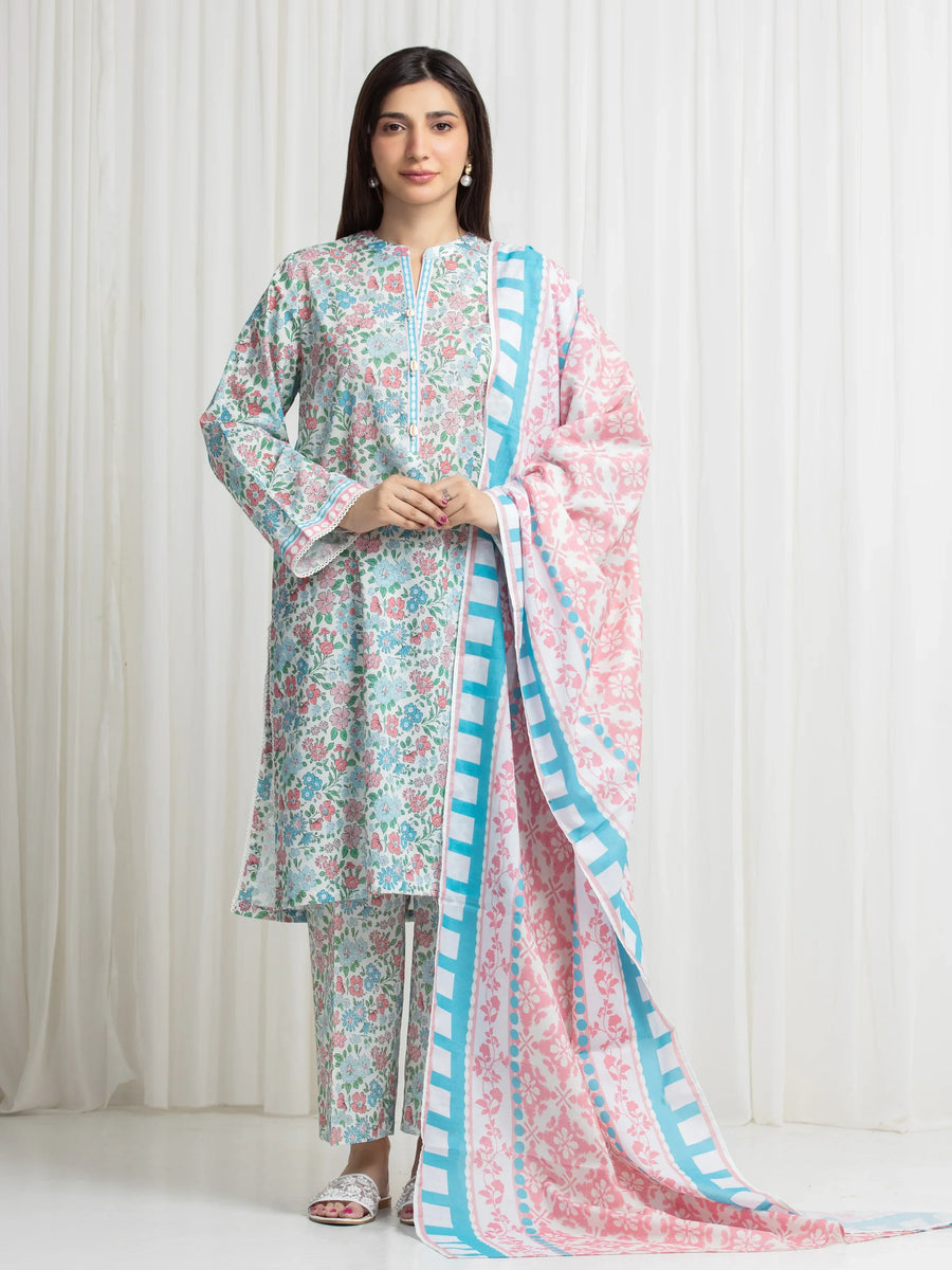 Edenrobe Allure Multi Lawn 3-Piece Suit | EWU6A1-36771-3P