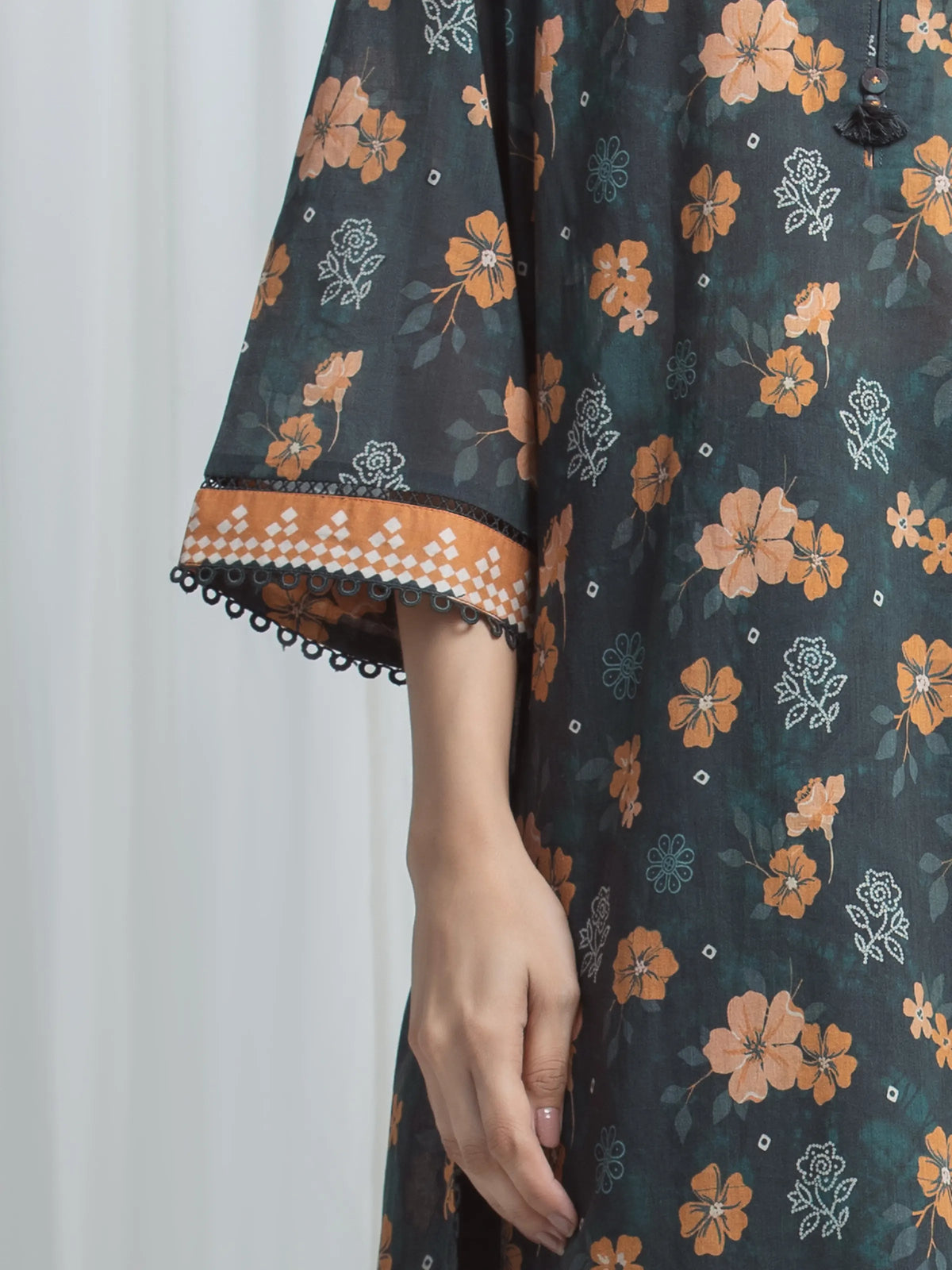 Edenrobe Allure Green Lawn 3-Piece Suit | EWU6A1-36858-3P
