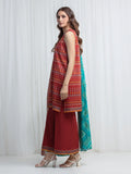 Edenrobe Allure Maroon Lawn 3-Piece Suit | EWU6A1-36872-3P