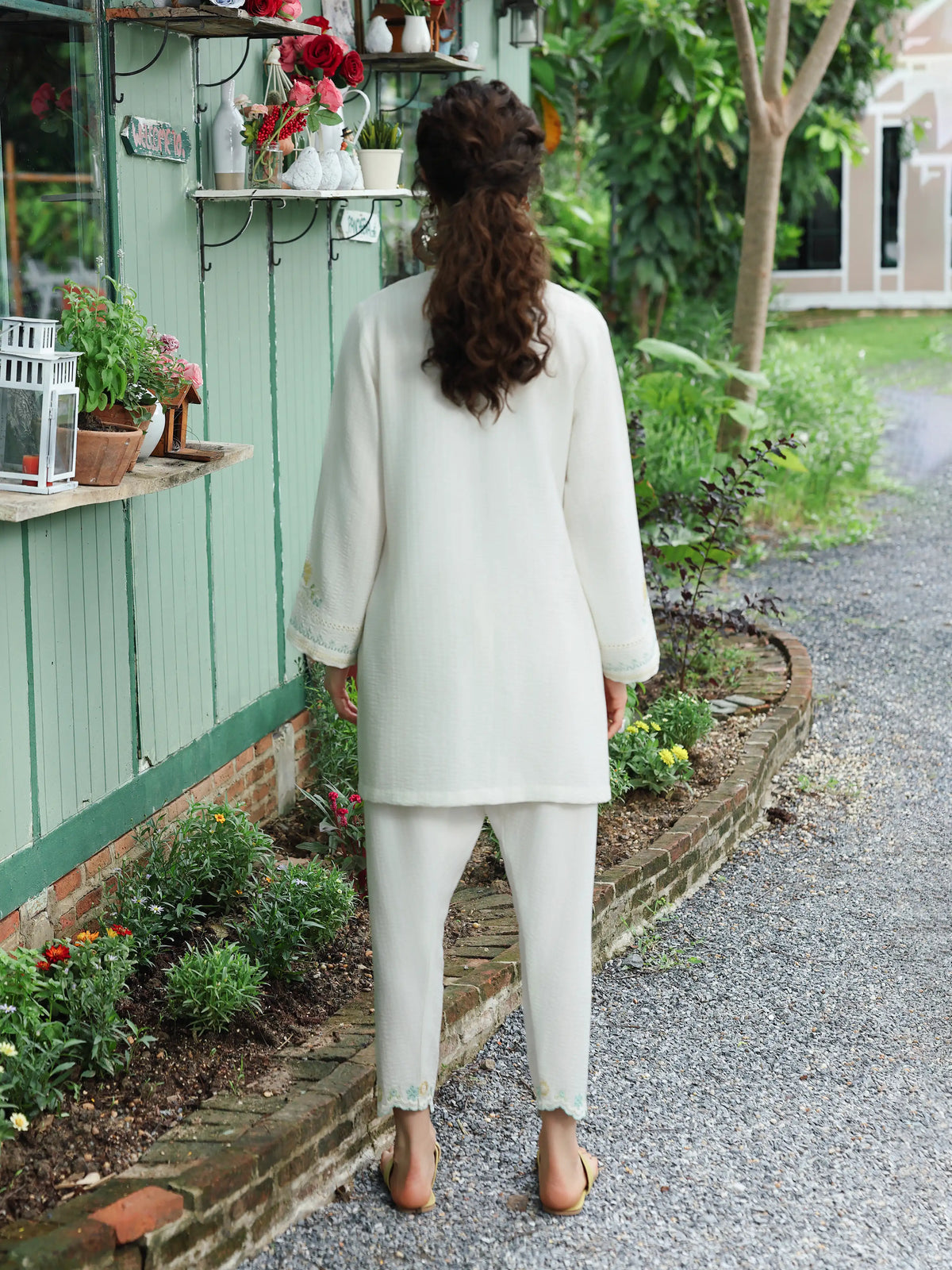 Edenrobe Vyla White Embroidered 2-Piece Pret | EWTKED6-86182ST