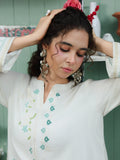 Edenrobe Vyla White Embroidered 2-Piece Pret | EWTKED6-86182ST