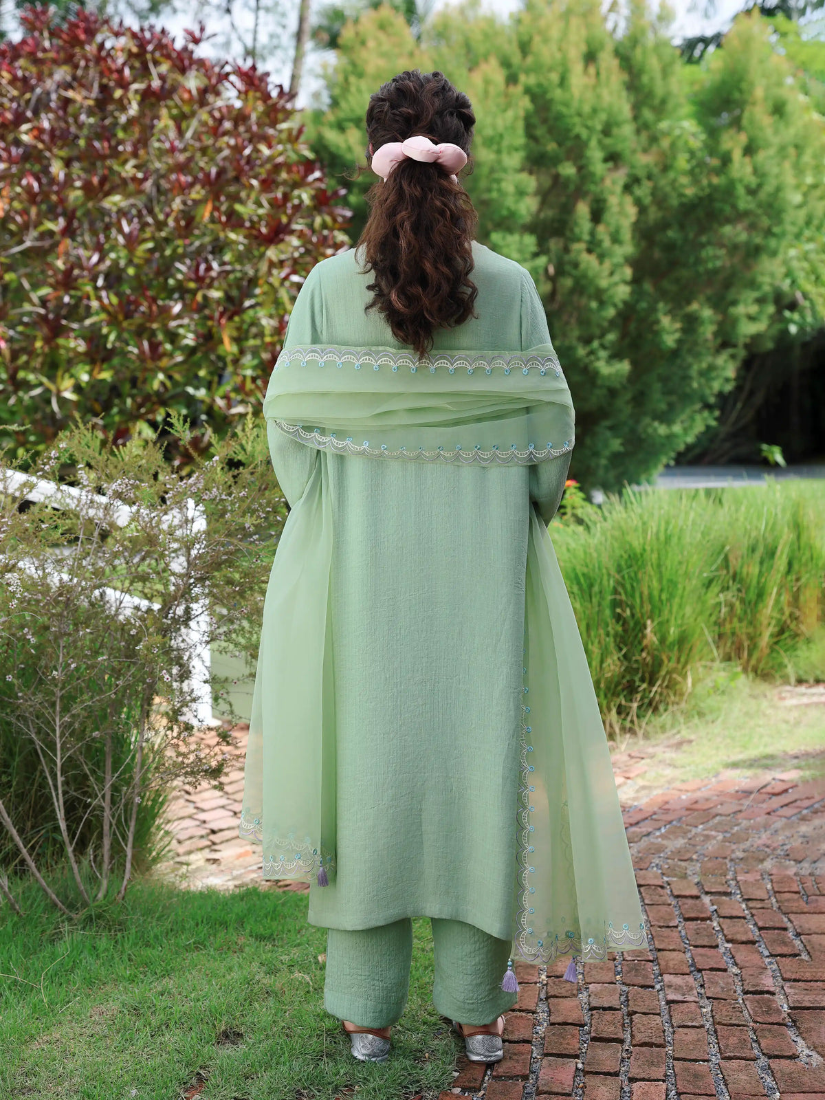 Edenrobe Vyla Green Embroidered 3-Piece Pret | EWTKED6-86214-3P