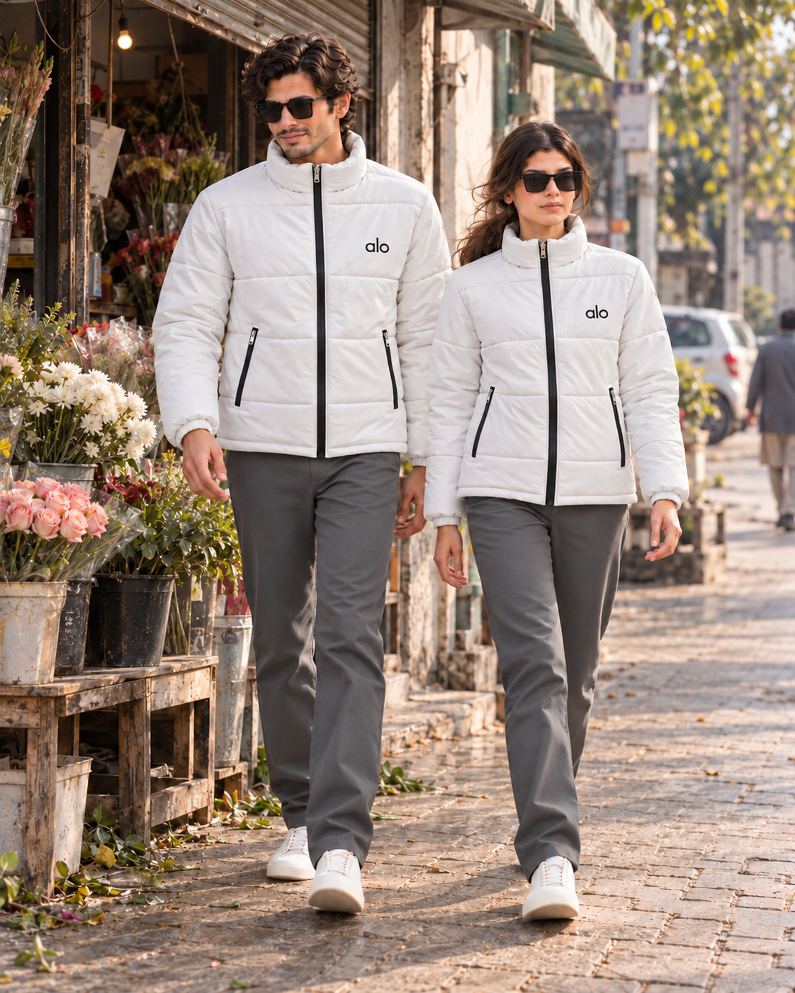 Alo Full-Sleeve Unisex Puffer Jacket | White