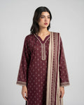 Bin Saeed Maroon Printed 3-Piece Suit | 24166